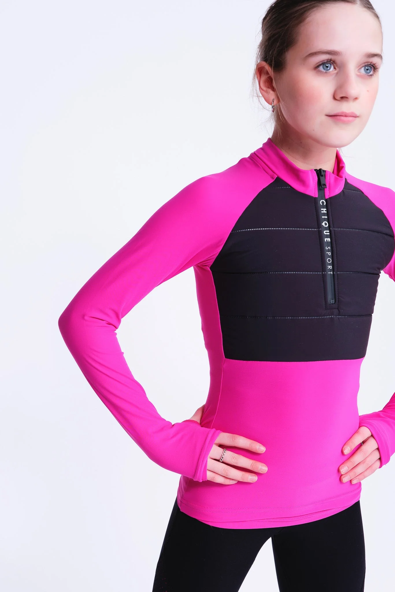 Empower Padded Half-Zip Top in Fuchsia - Image 3