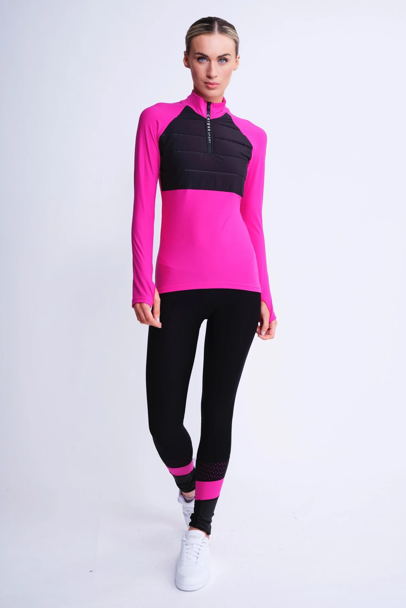 Empower Padded Half-zip Top in Fuchsia - Image 3